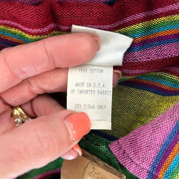 Norm Thompson Art to Wear Ethnic Serape Striped  100% Cotton Jacket Size Medium - Picture 2 of 9